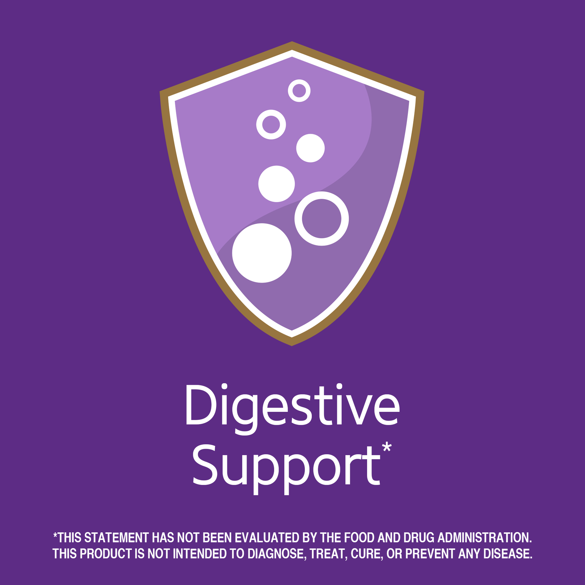 Digestive support claim with digestive graphic icon.