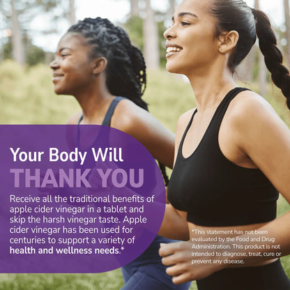 Women running with health supplement information overlay