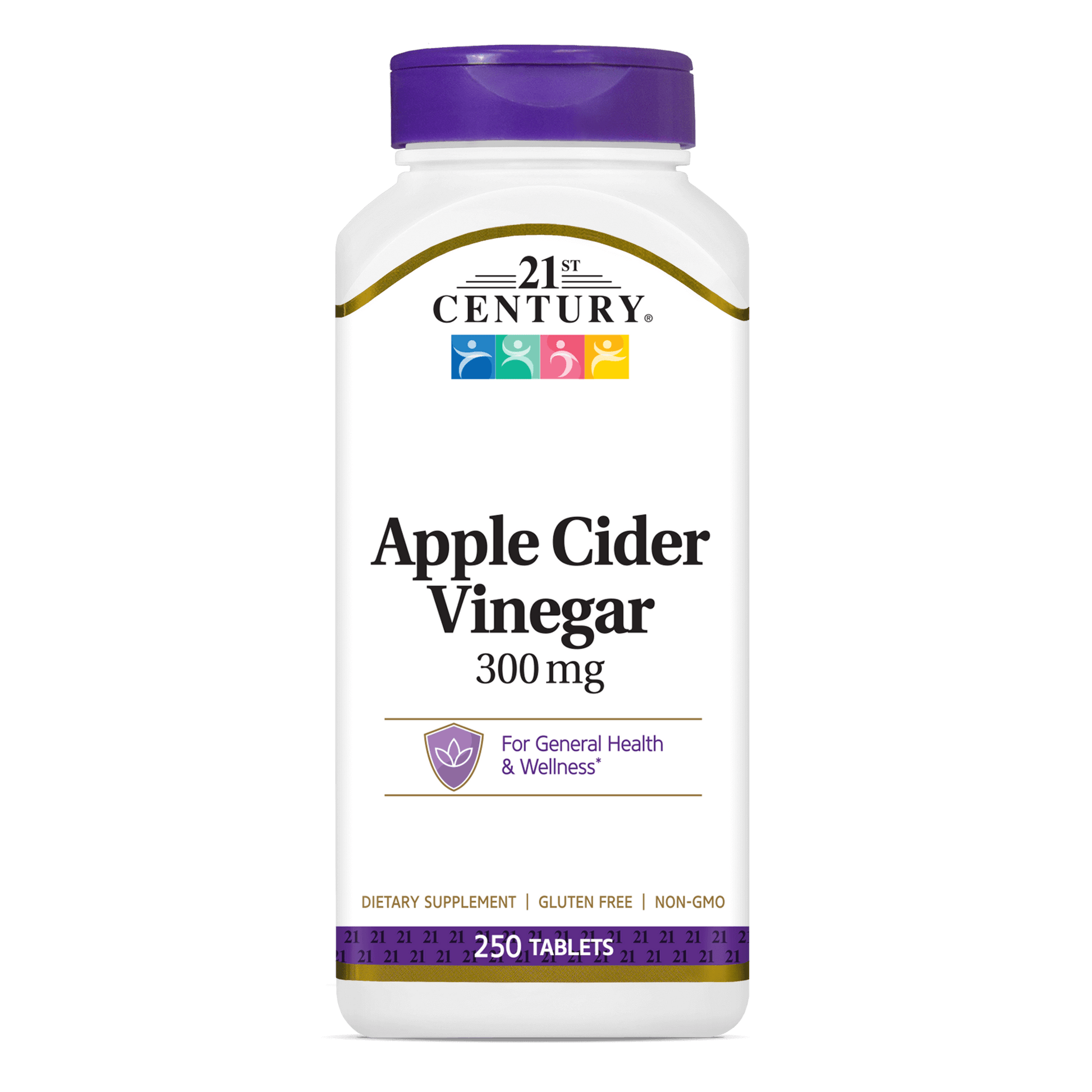 A bottle of 21st Century Apple Cider Vinegar 300 mg tablets.
