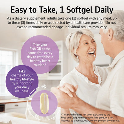 Man and woman smiling indoors with a product advertisement overlay and product directions