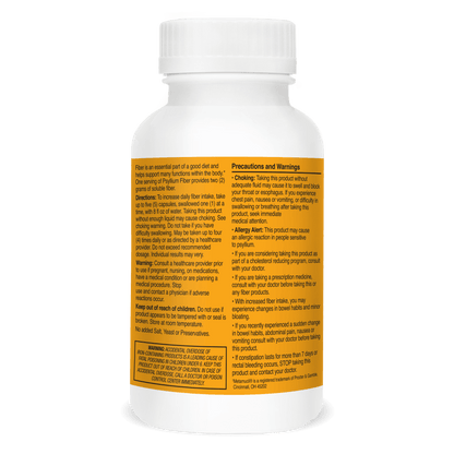 Right side bottle view 21st Century Psyllium Fiber capsules.