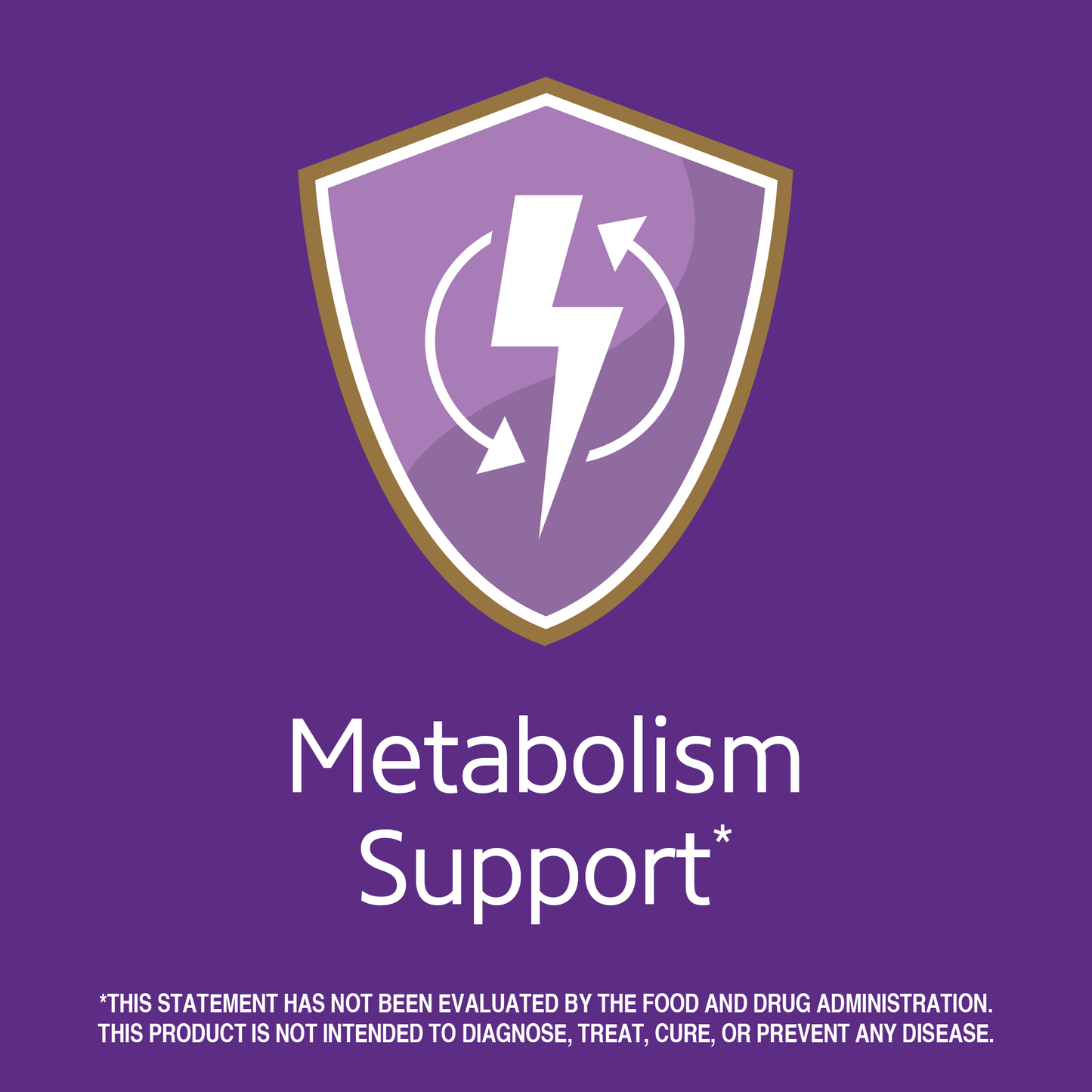 Metabolism support claim with energy support graphic icon.
