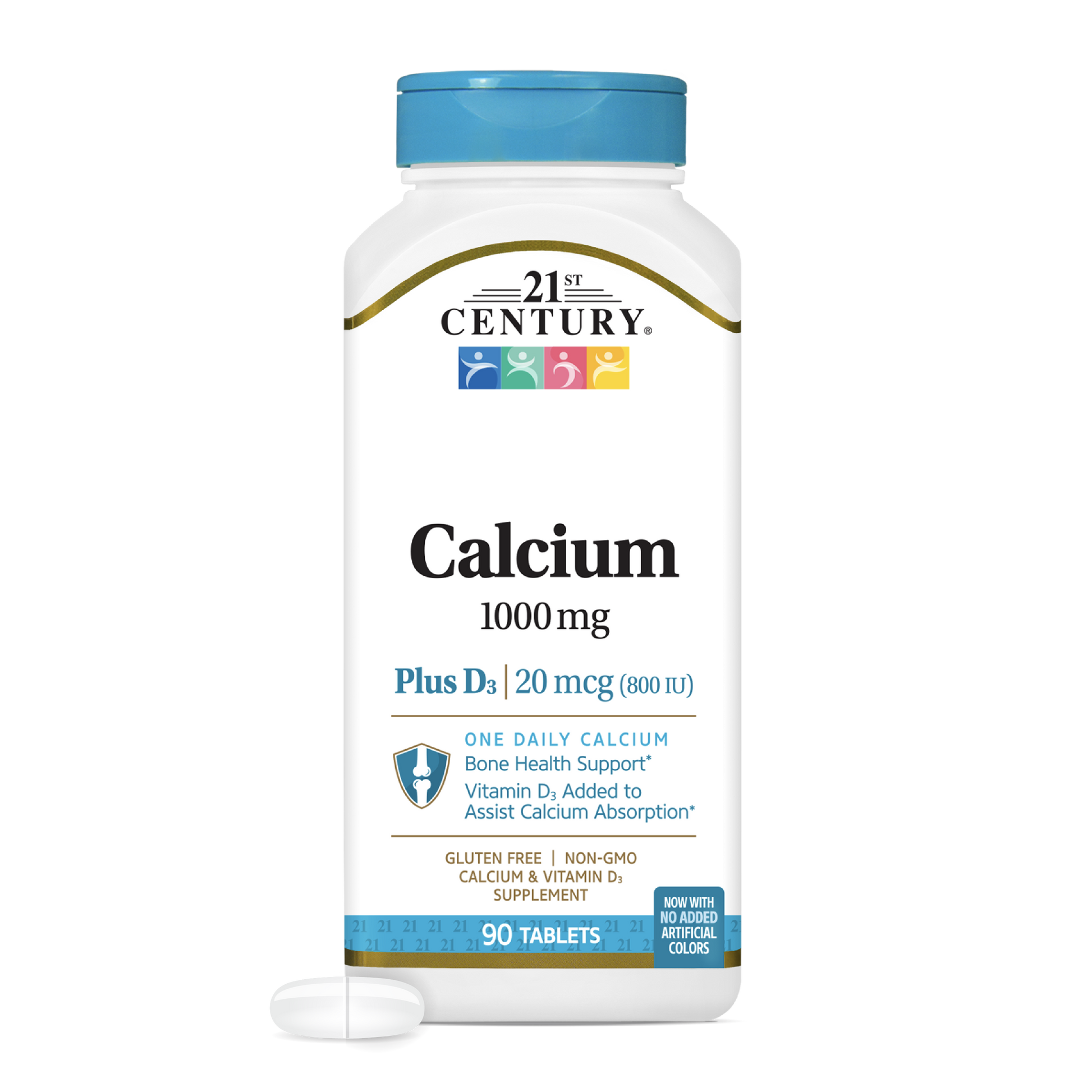21st Century Calcium supplement bottle on a white background