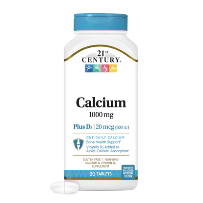 21st Century Calcium supplement bottle on a white background