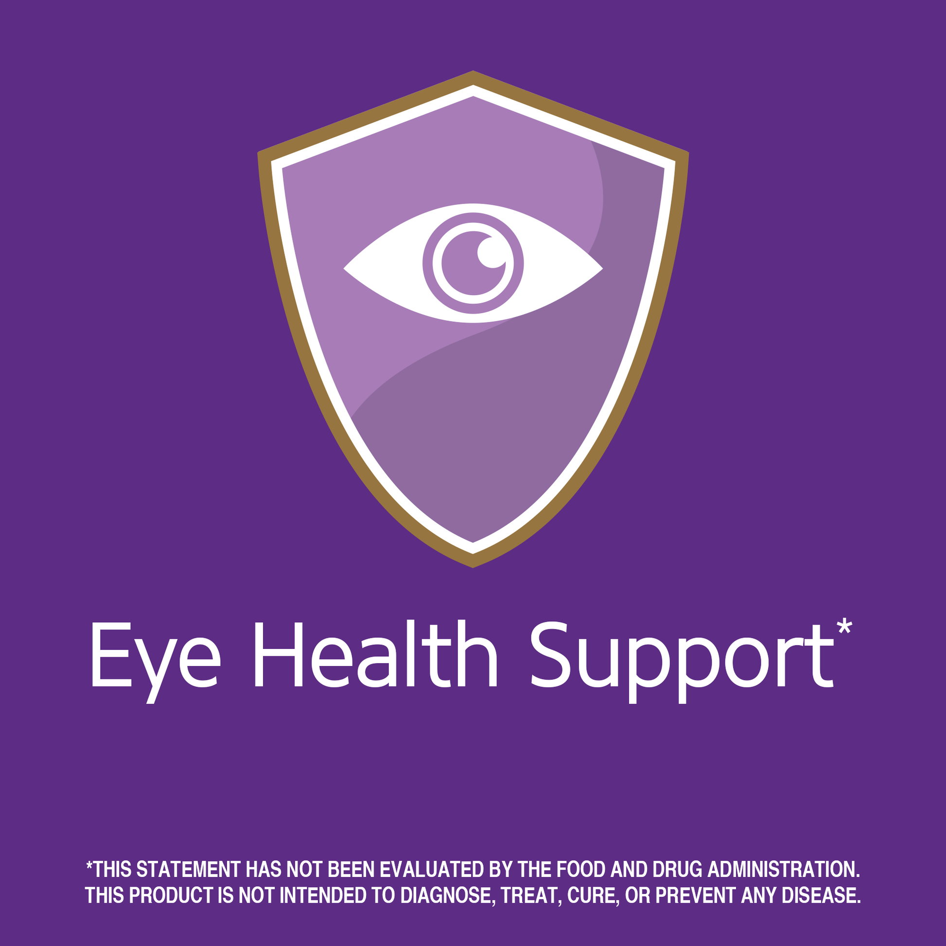 Eye health support claim with eye support graphic icon.