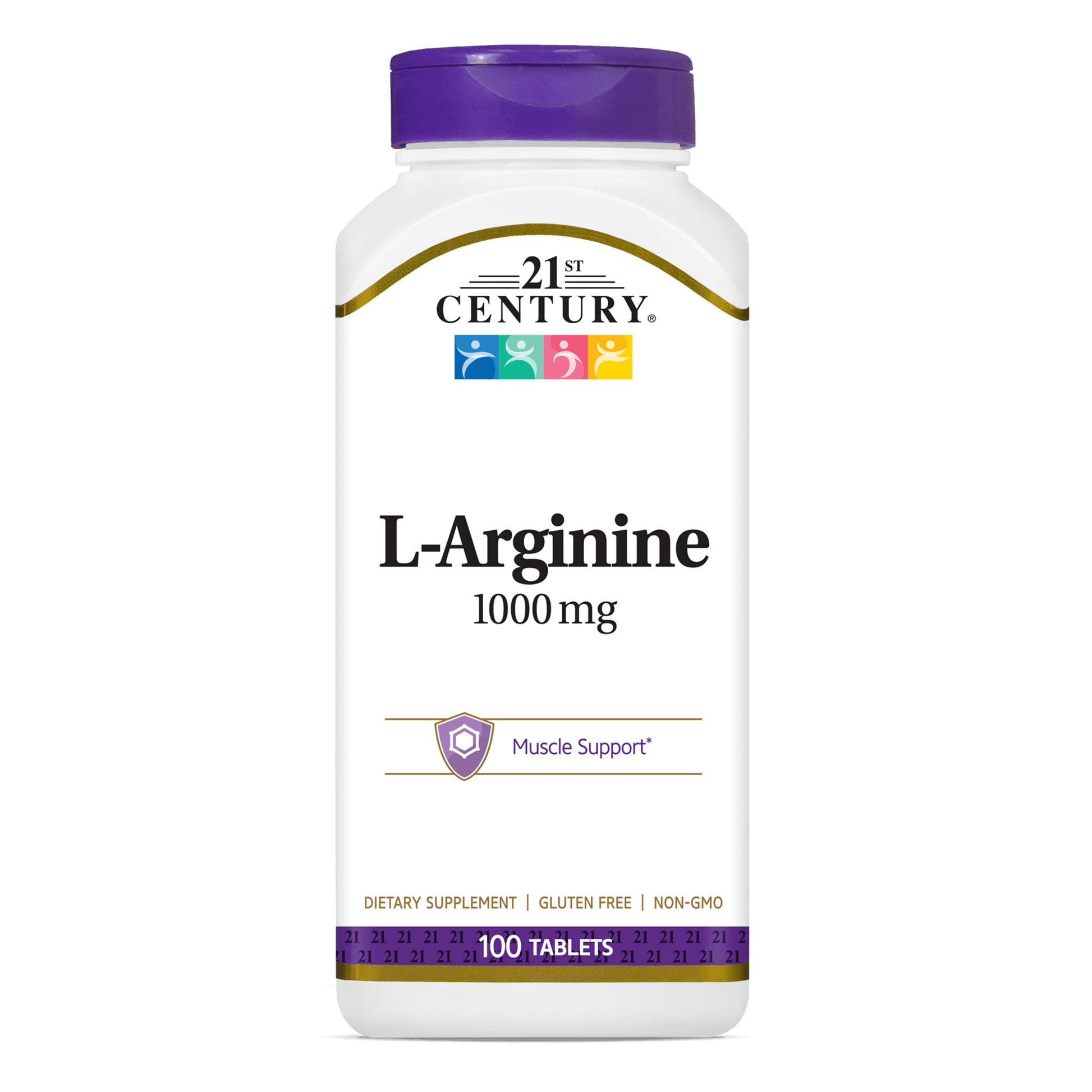 A bottle of 21st Century L-Arginine 1000 mg tablets.