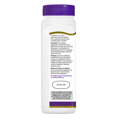 Left side view of 21st Century L-Arginine 1000 mg tablets.