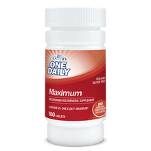 A bottle of 21st Century One Daily Maximum Multivitamin and Multimineral tablets.