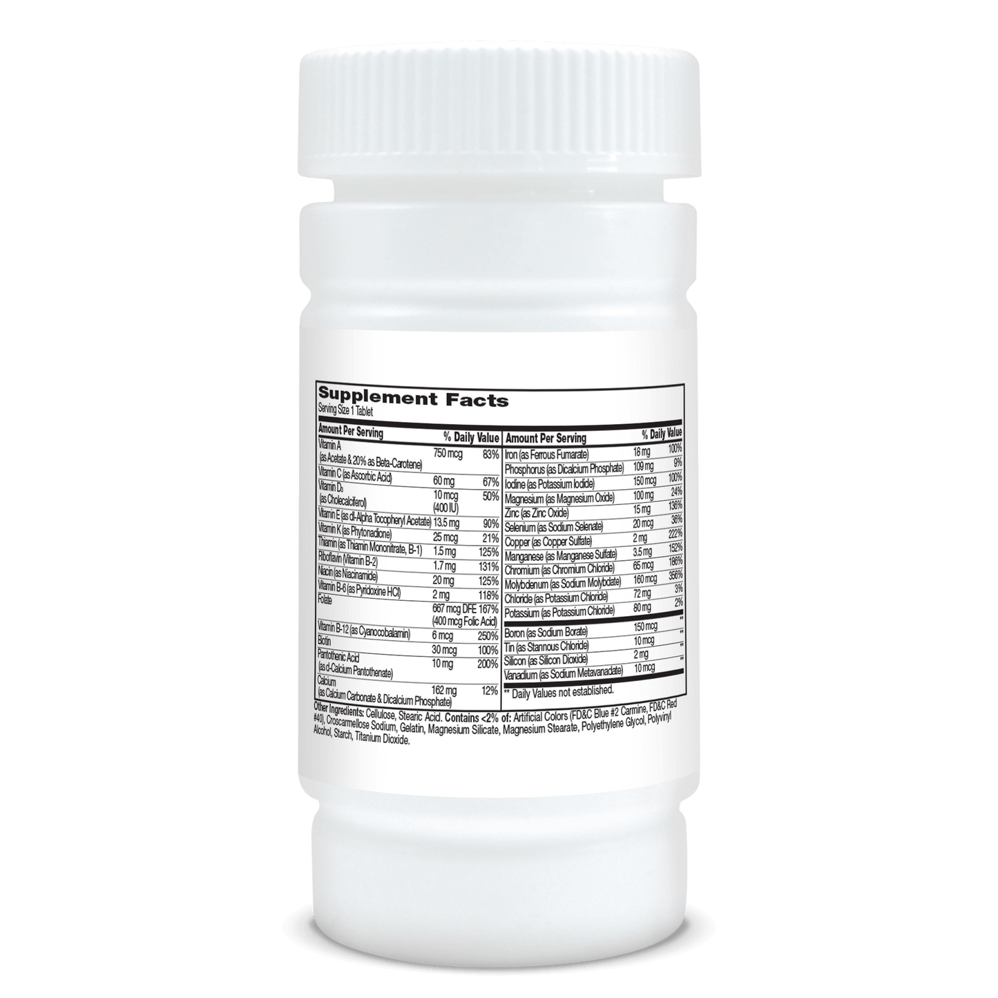 Left side bottle view of 21st Century One Daily Maximum Multivitamin and Multimineral tablets.