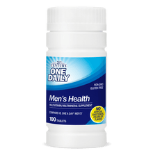 A bottle of 21st Century One Daily Men's Health Multivitamin and Multimineral tablets.