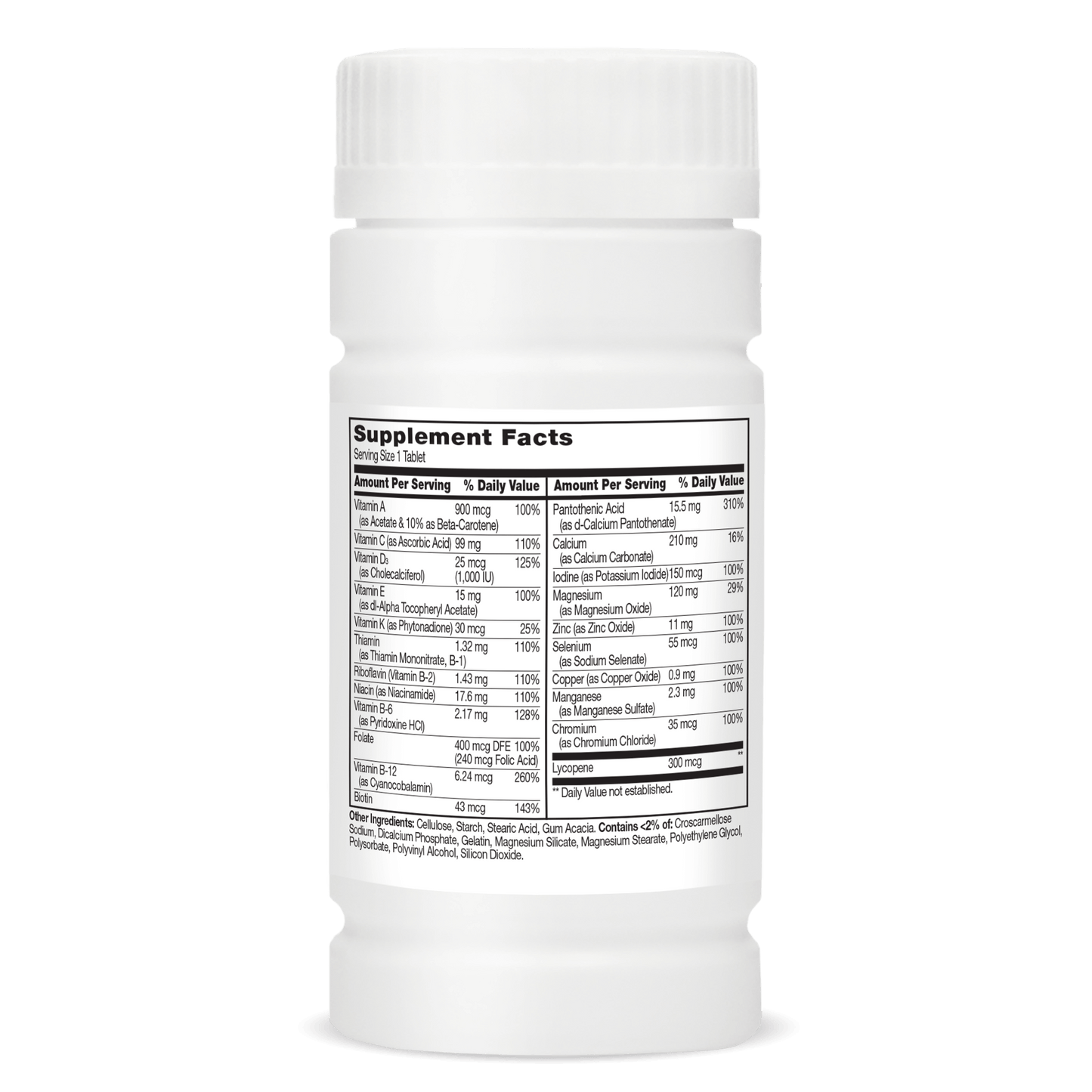 Left side bottle view of 21st Century One Daily Men's Health Multivitamin and Multimineral tablets.