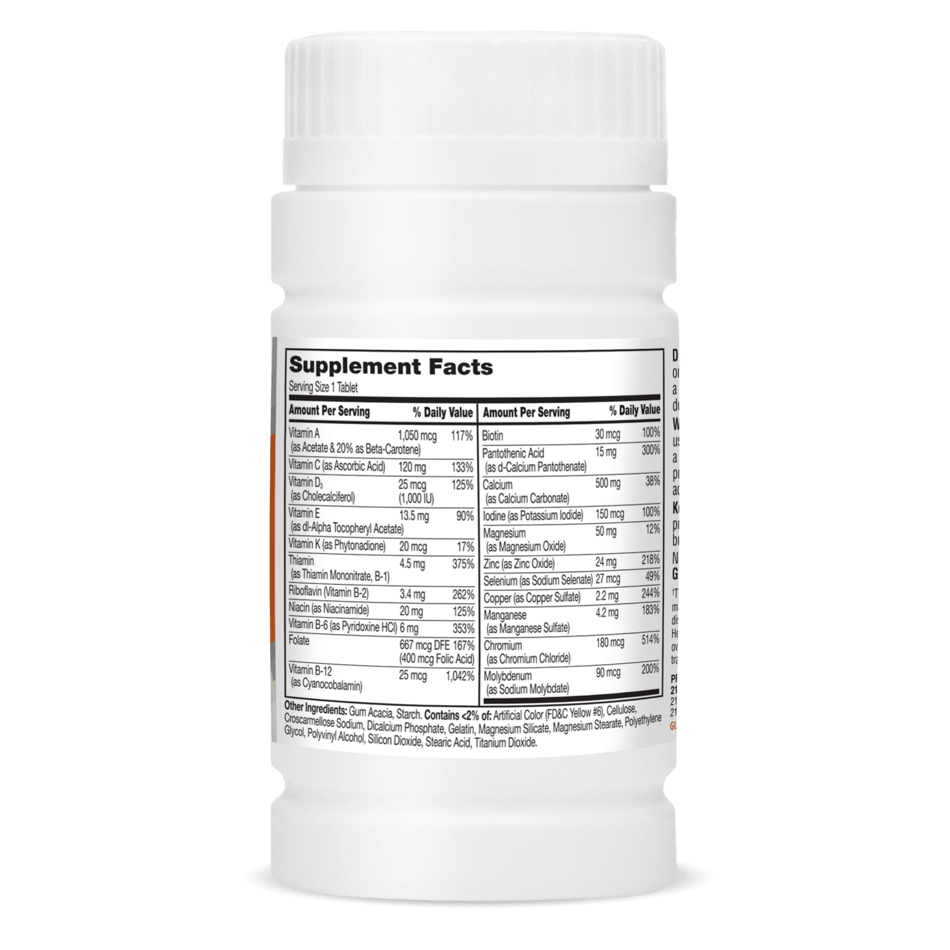 Left side bottle view of 21st Century One Daily Women's 50+ Multivitamin and Multimineral tablets.