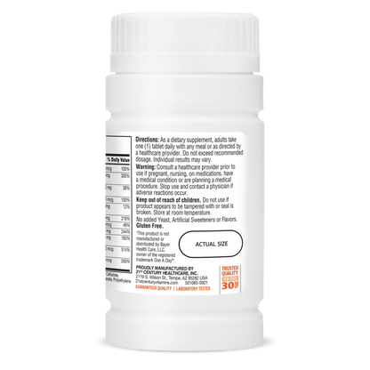 Right side bottle view of 21st Century One Daily Women's 50+ Multivitamin and Multimineral tablets.