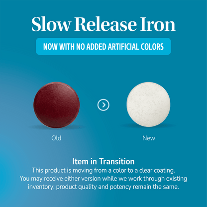 Slow Release Iron Item in Transition with both pills featured