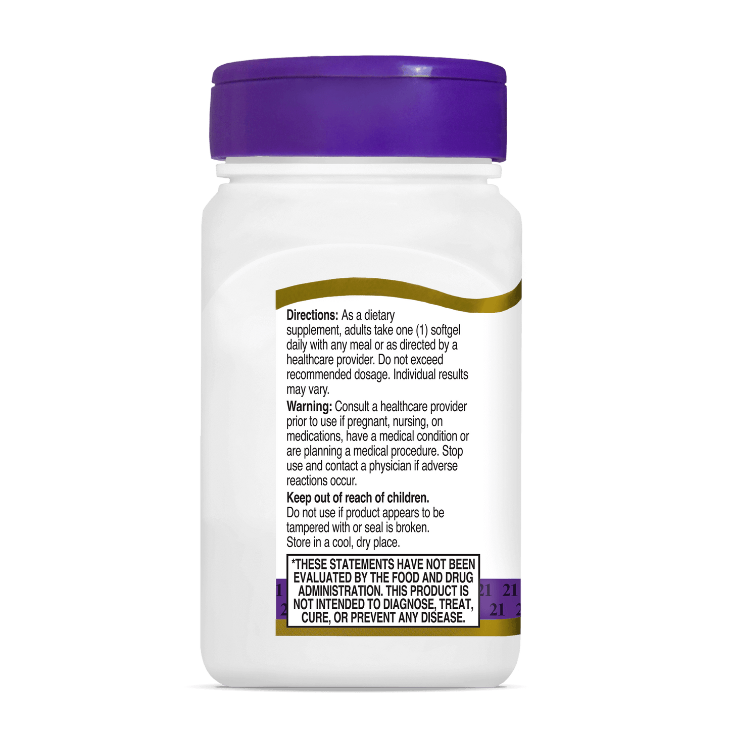Left side bottle view of 21st Century Co Q-10 100 mg rapid release softgels.