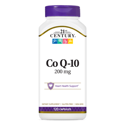 A bottle of 21st Century Co Q-10 200 mg capsules.