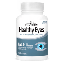 A bottle of 21st Century Healthy Eyes Lutein and Antioxidant tablets.