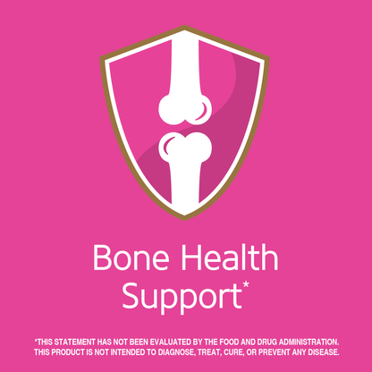 Bone health support claim with bone health graphic icon.