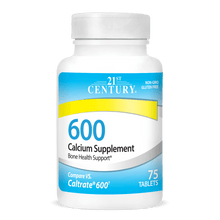 A bottle of 21st Century Calcium 600 tablets.