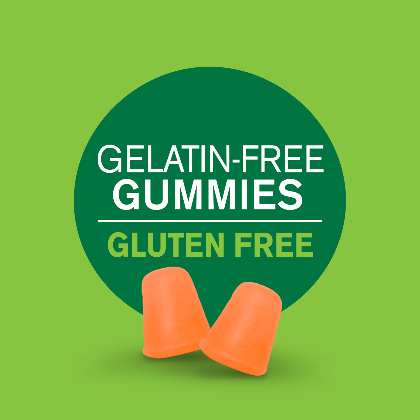 A graphic image with two VitaJoy Daily D3 50 mcg gummies and the words gelatin free gummies and gluten free.