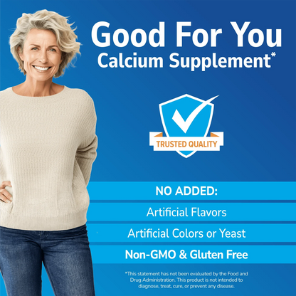 Woman smiling with SGood For You branding on a blue background and No Added info