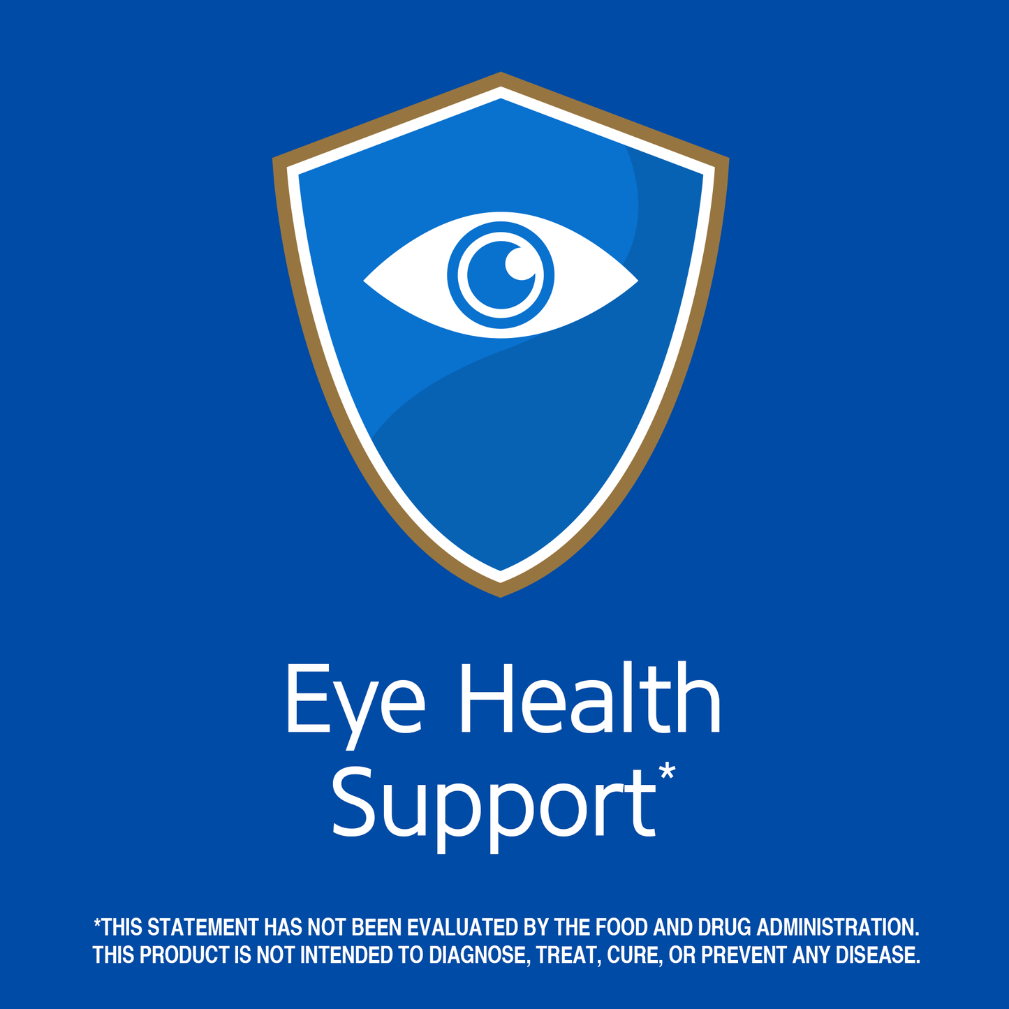 Eye health support claim with eye graphic icon.
