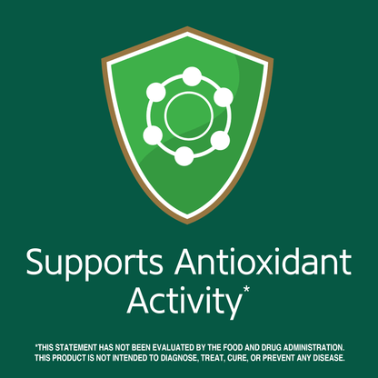 Support antioxidant activity claim with antioxidant graphic icon.
