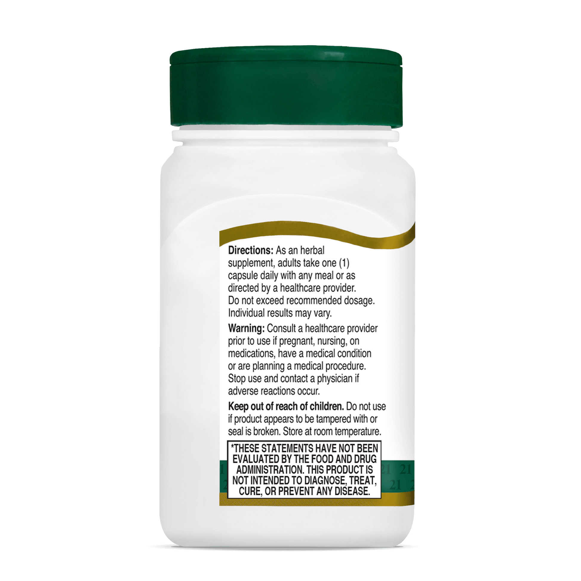 Left side bottle view of 21st Century Turmeric 500 mg Plus Black Pepper Extract vegetarian capsules.