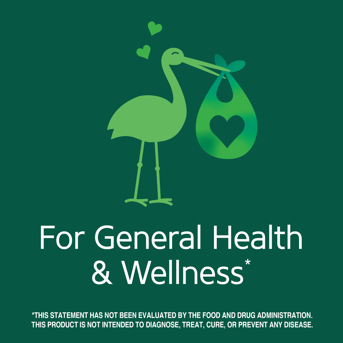 For general health and wellness claim with a graphic icon of a strok holding a baby cloth stack.