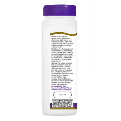 Supplement bottle with purple cap and label on a white background