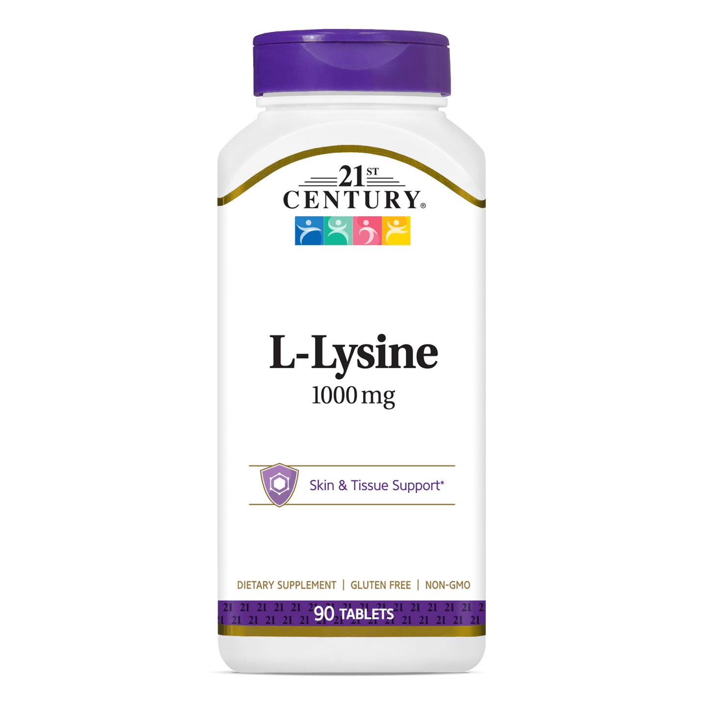 A bottle of 21st Century L-Lysine 1000 mg tablets.