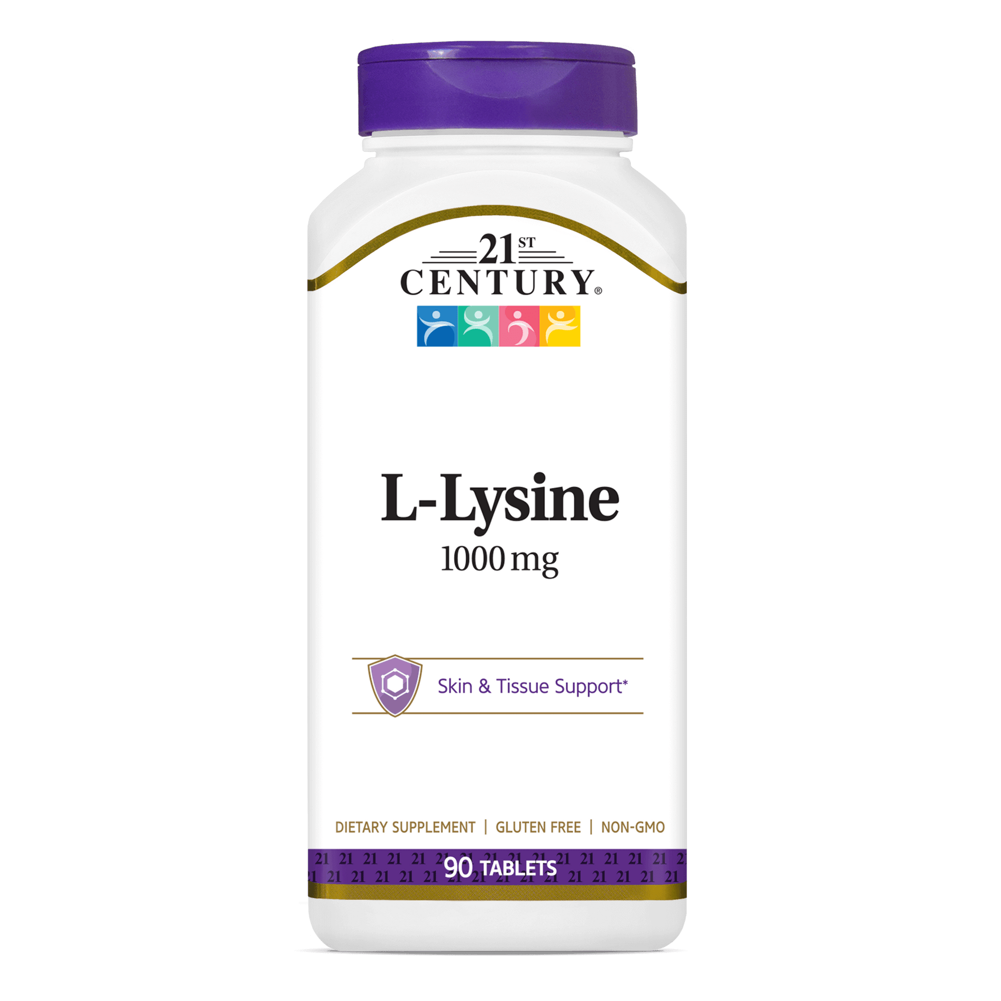A bottle of 21st Century L-Lysine 1000 mg tablets.