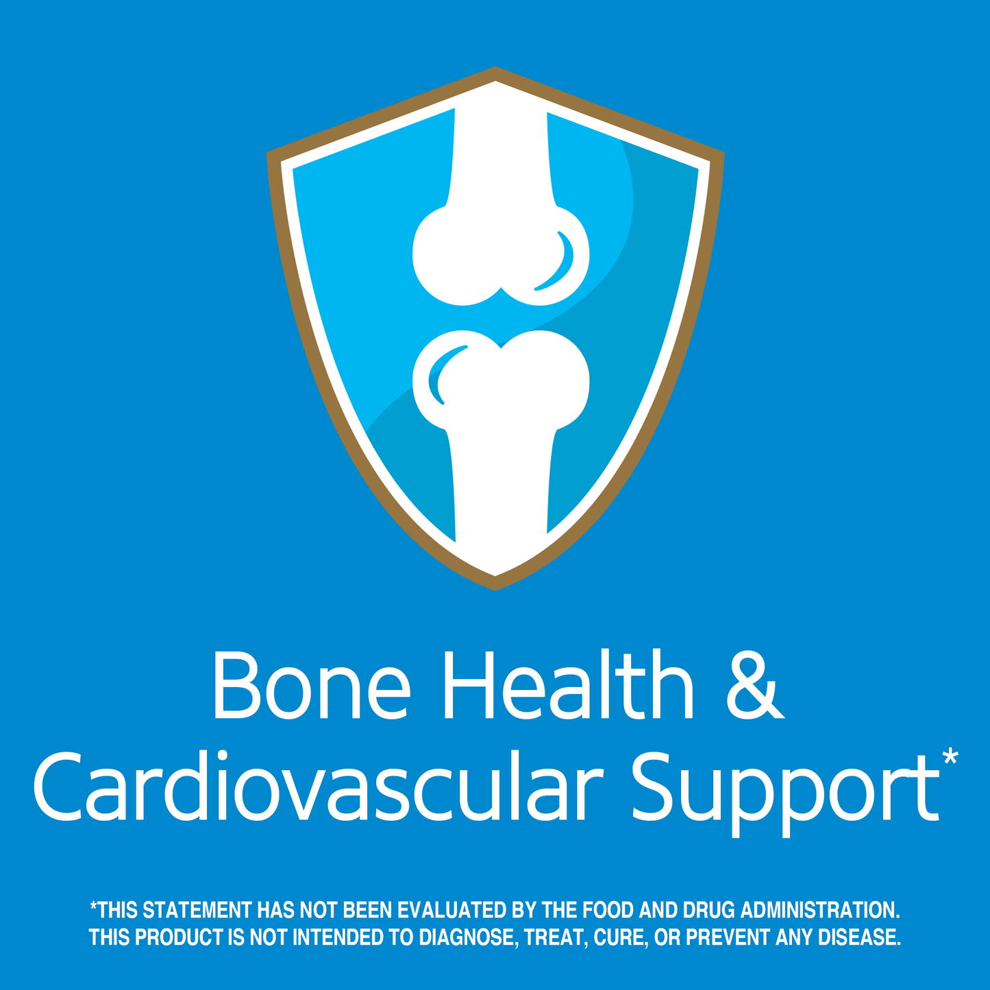 Bone health and cardiovascular support claim with bone graphic icon.