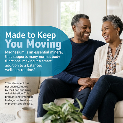 Couple sitting on a sofa with health supplement information overlay