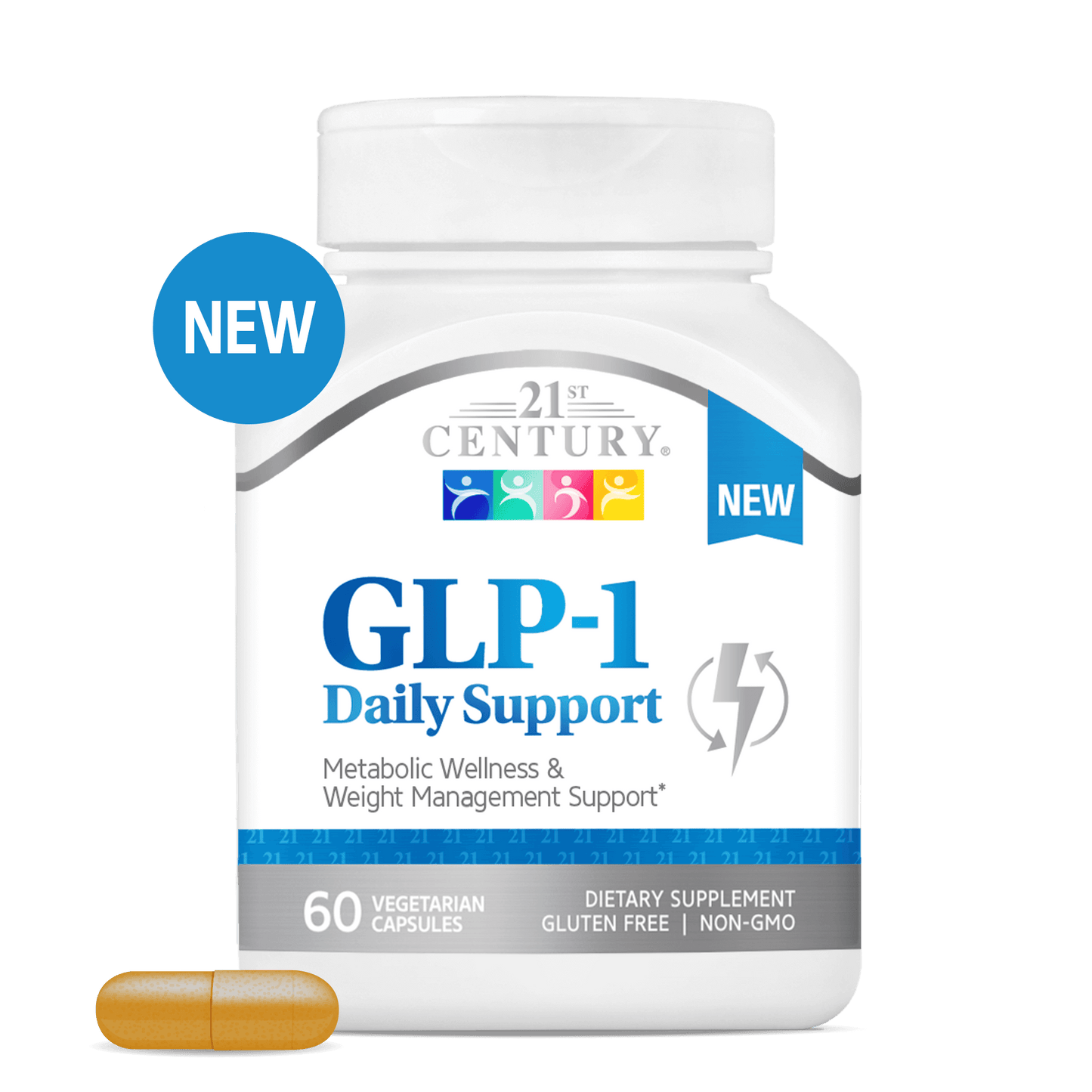 A bottle of 21st Century GLP-1 Daily Support capsules.