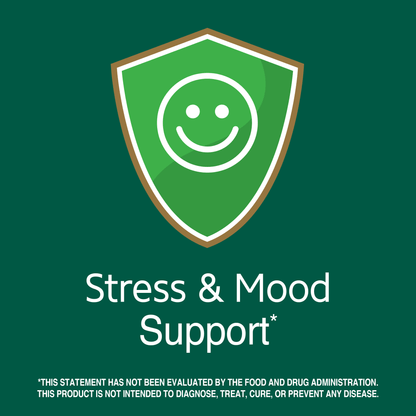 Stress and mood support claim with mood graphic icon.