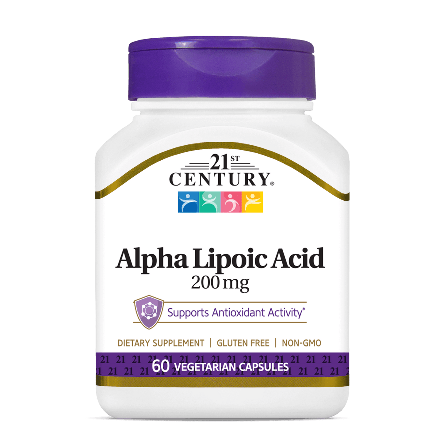 A bottle of 21st Century Alpha Lipoic Acid 200 mg capsules.