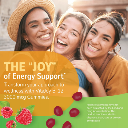 Three happy young woman with health supplement information overlay