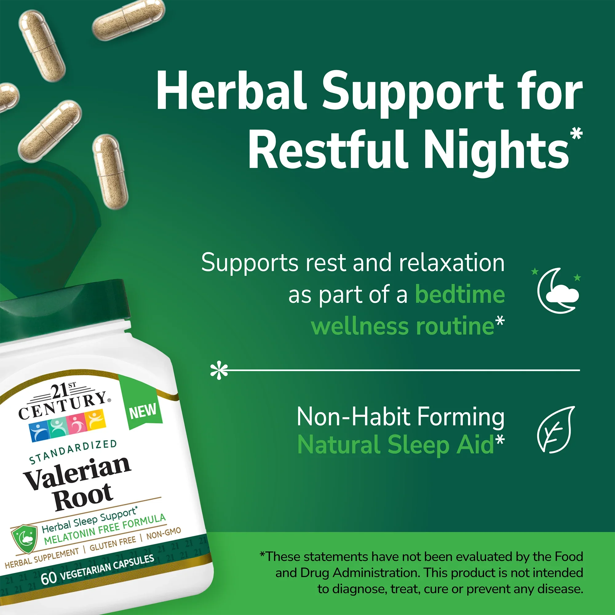 21st Century Standardized Valerian Root | Melatonin Free – 21st