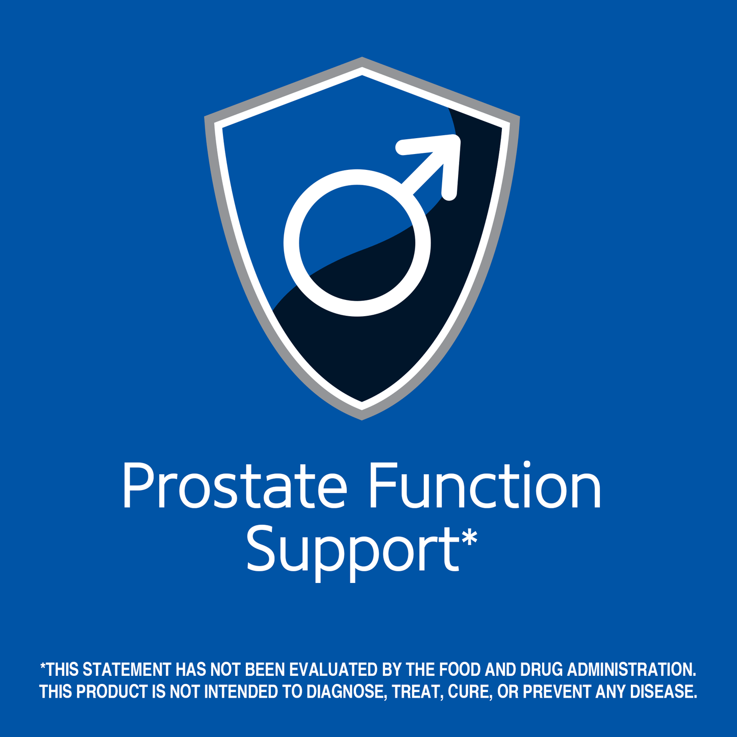 Prostate function support claim with mens graphic icon.