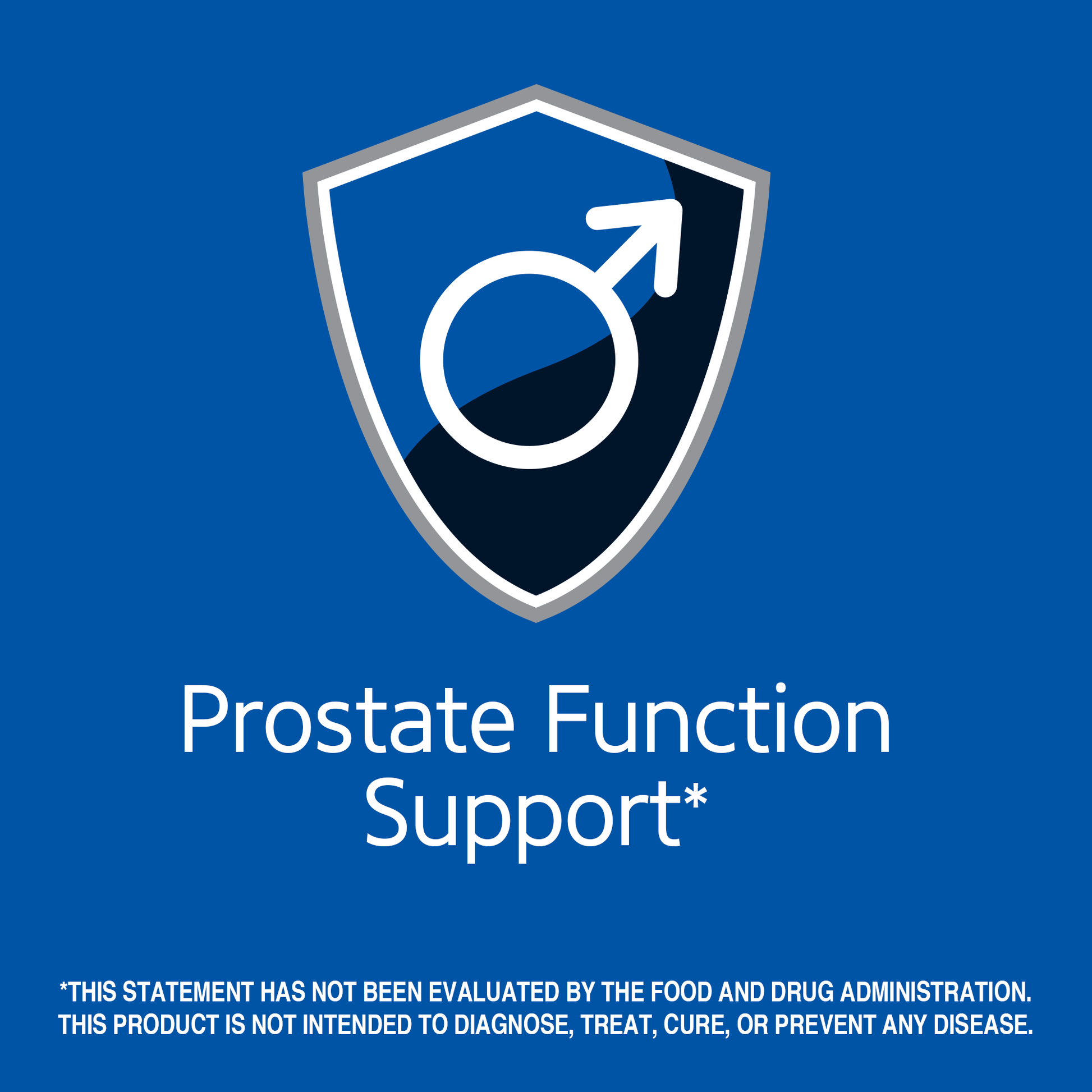 Prostate function support claim with mens graphic icon.
