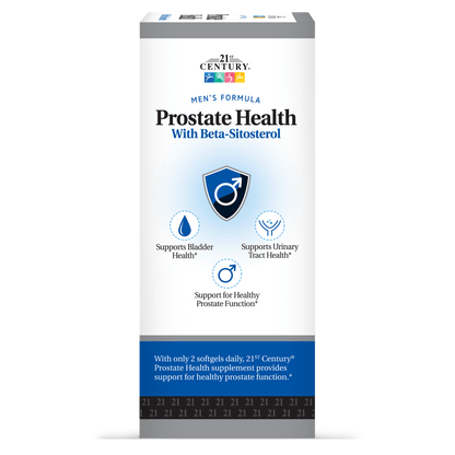 Left side box view of 21st Century Prostate Health with Beta-Sitosterol 125 mg per serving softgels.