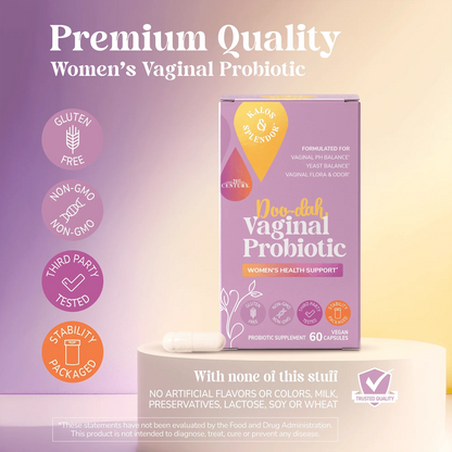 Kalos & Splenor Doo-Dah Vaginal Probiotic branding on a pink and gold background and No Added info