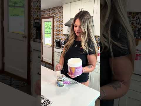 Woman getting ready in the morning having her 21st Century Vitamins Collagen Peptides