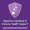 Digestive, intestinal and immune health support claim with probiotic graphic icon.