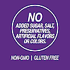 A graphic icon with the words no added sugar, salt, preservatives, artificial flavors or colors, non-GMO and gluten free.