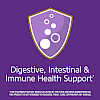 Digestive, intestinal and immune health support claim with probiotic graphic icon.