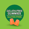 A graphic image with two VitaJoy Daily D3 50 mcg gummies and the words gelatin free gummies and gluten free.