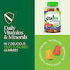 A graphic image with A bottle of 21st Century Adult Multi gummies, two gummies, immune support icon graphic and the words daily vitamins and minerals, in 2 delicious fruit flavored gummies.