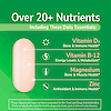 An image of a Sentry Adults tablet with the copy over 20 plus nutrients including these daily essentials and the claims, vitamin d3 for bone and immune health, vitamin b-12 for energy levels and metabolism, magnesium for bone and muscle health and zinc for antioxidant and immune health.